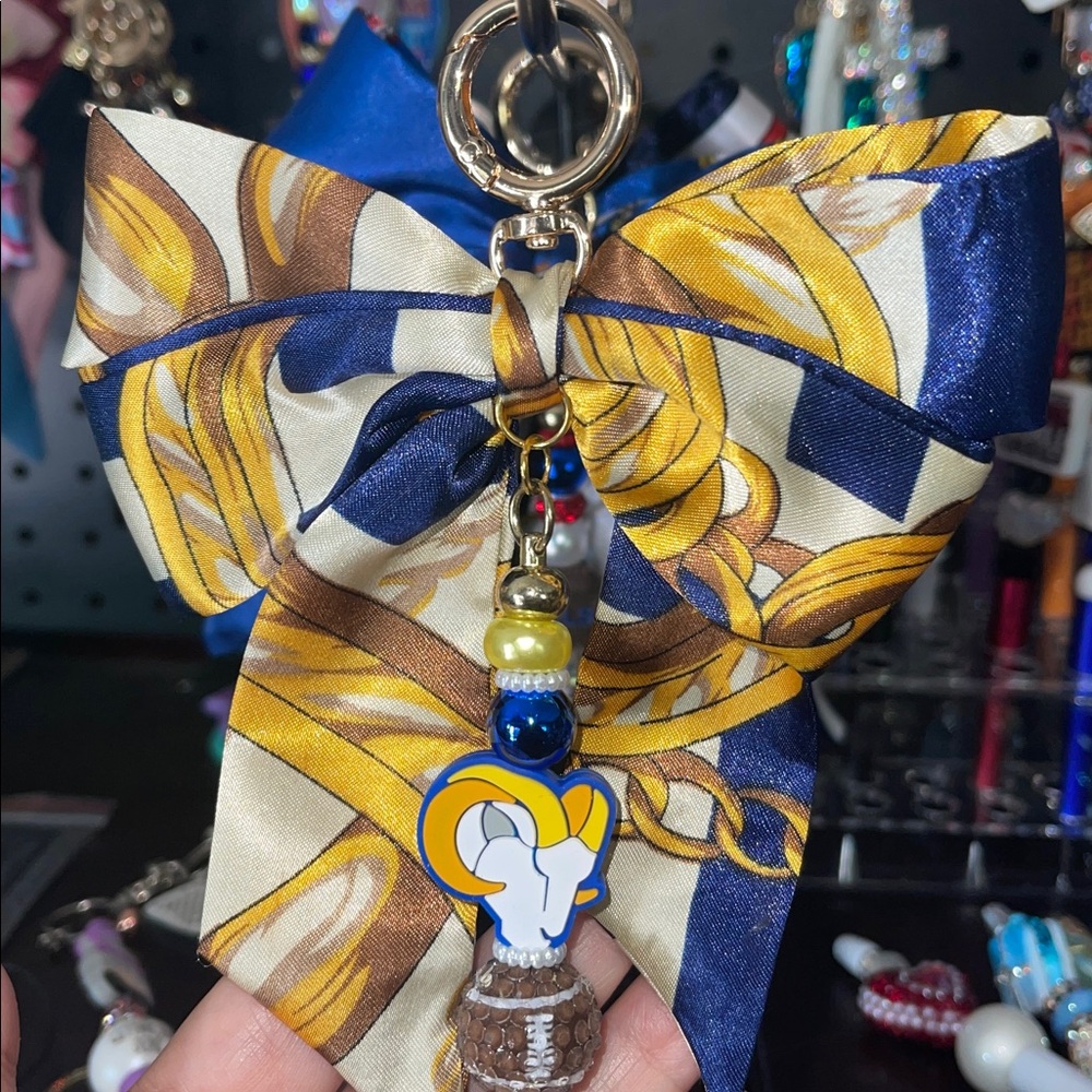 LA Rams custom, handmade bag, charm with keychain